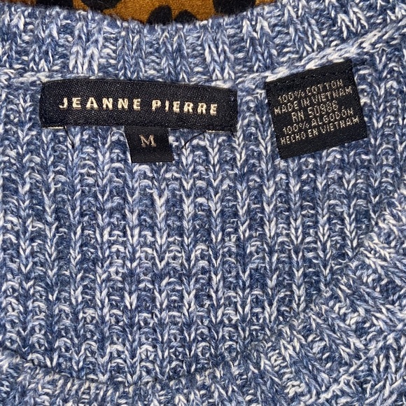 JEANNE PIERRE Light Blue Cable Knit Crewneck Sweater - Picture 2 of 10